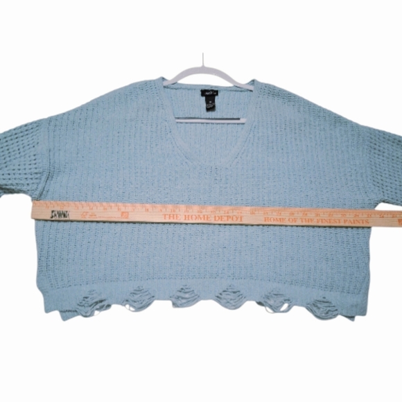 EUC rue 21 Sz. M Blue Long Sleeve Oversize Pullover Sweater - Picture 4 of 12